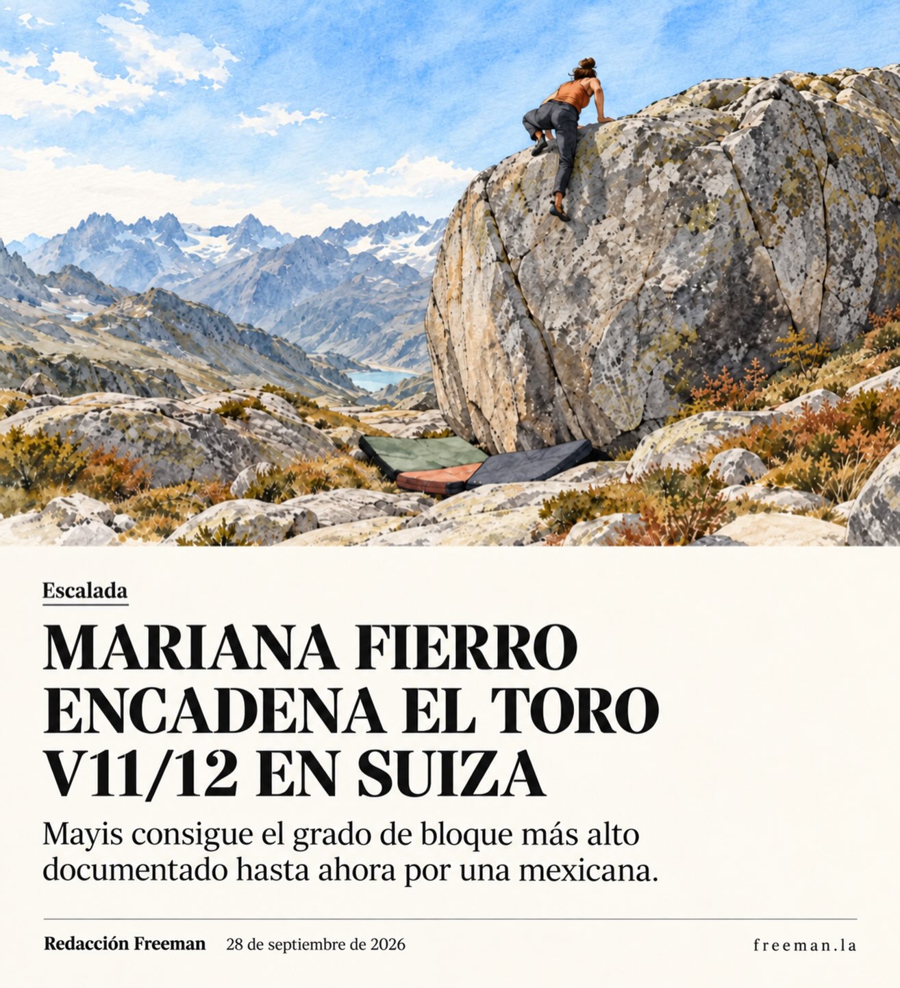 Portada de Instagram sobre Mariana Fierro y su encadene de El Toro en Suiza.